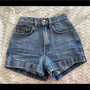 American Apparel medium wash denim shorts